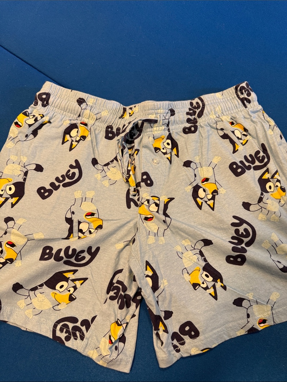 Bluey Men's Lounge Shorts - Light Blue with Yellow Accent